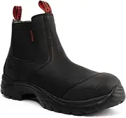 [GOODVILLE] Atlant-Series Waterproof ASTM F2413 EH-Rated Work Boots for Men Composite Toe Chelsea Boots - Oil and Slip Resistant Safety Boots for Men - 6 Inch Height, Color Midnight Black