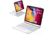 WASSUP For iPad Pro 12.9 inch 3rd/4th/5th/6th Gen Keyboard Case 360 Rotatable Backlit Keyboard with Pencil Holder-Silver