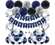 Birthday Decorations For Man,birthday Party Decorations Navy Blue Happy Birthday