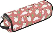 [sanluoli] Hot Hair Tools Travel Bag with Iron Mat Waterproof Curling Iron Travel Case Winter Personalized Cartoon Red Snowman