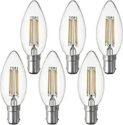 SD LUX B15 b15d Candle Bulb SBC Filament LED Candlelabra Light Bulbs Vintage Bulbs,C35 No Flicker Small Edison Bayonet- 4W (40W Equivalent) 450LM Warm White 2700K,6 Packs