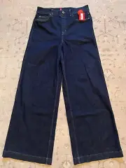 NWT SPANX Wide Leg Denim in Raw Indigo Pull-on Stretch Jeans XL