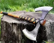 Double Head Viking Axe Two Hand Axe Broad Axe Hunting Axe Forged Axe Sharp Blade