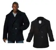US Navy Type Black Or Navy Blue Wool Blend Peacoat - Great Military Jacket/Coat