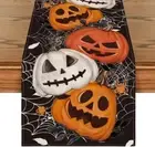 Black Pumpkins Spider Web Halloween Table Runner13X36 Inch