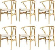 [Artiss] 6X Dining Chairs Wishbone Chairs Cafe Kitchen Lounge Wooden Rattan Seat