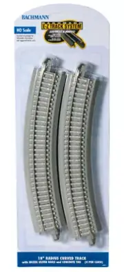 Bachmann 44701 HO Nickel Silver 18" Curved E-Z Track w/Concrete Ties (Pack of 4)