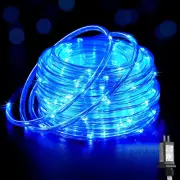 200 luces LED de cuerda azules enchufables, luces de cuerda navideñas