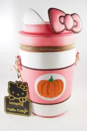 Loungefly Sanrio Hello Kitty Pumpkin Spice Pink Bow Ears Cup Crossbody Bag NWT