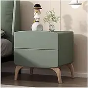 Bedside Table with Storage Space, Large Capacity, Double Drawers, Simple Wooden Bedside Table, Pure Colour, Cream, Organiser for Bedroom, Home (Dark Green, Small)