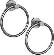 Towel Ring 2Pack, SUS304 Stainless Steel Hand Towel Holder for Bathroom Kitchen, Modern Style Towel Hanger, Thicken Ring Towel Holder, Towel Rack Round Wall Mounted (2, Grey)