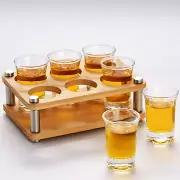 6-Pack Shot Glasses with Holder, Glassware Set for Home Bar and Celebrations
