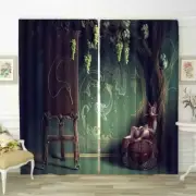 Green Spirit Nice Moon 3D Curtain Blockout Photo Printing Curtains Drape Fabric