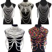 Women's Pearl Body Chain Bra Shawl Necklaces Tops Chain Necklaces Body Jewelry