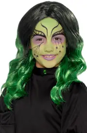 Wicked Witch Girls Curly Green Halloween Wig