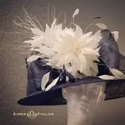Aimee Fuller Navy Blue White Kentucky Derby Hat Big Del Mar Races Royal Ascot