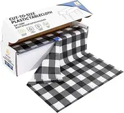 JHDZDHY 54 Inch X 100 Feet Plastic Table Cover Roll Disposable Tablecloth with Slide Cutter for All Type/Shape Tables | Picnic, Party, Banquet, Birthdays, Weddings (Black Checkered)
