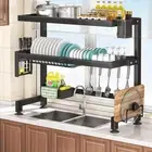 Over the Sink Dish Drying Rack, 2 Tier Large Capacity over Sink Dish Rack, Me...
