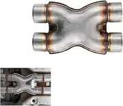 Universal Exhaust X tip 2.5"/3" Inlet/Outlet Dual Crossover X tip Stainless Steel Exhaust Tip Weld-On(2.5 inches)