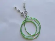 IRIDESCENT GREEN SEED BEADS EYEGLASS CHAIN READING HOLDER + LOBSTER CLASPS