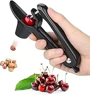 Cherry Pitter - Heavy-Duty Olive and Cherry Pitters Corer Tool with Space-Saving Lock Design, Multi-Function Cherries Stoner Seed Remover Tool for Making Cherry Jam (Black)