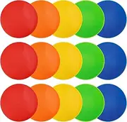 9 Inch Poly Vinyl Spot Markers, Non Slip Rubber Floor Markers Flat Field Cones Poly Dots for Football, Basketball, Dance Practice, Agility Training and Drills (5 Colors,15 Pack)