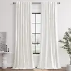 Ivory Linen Blackout Curtains 90 Inches Long for Living Room 2 Panels Set Roo...