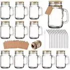 Mason Jar with Lid and StrawCups Drinking Glasses16 Oz Mason Jars with Handle