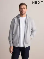 Ice Grey Signature Soft Touch Modal Zip Through Hoodie (E97756) | $91