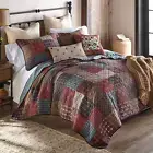 Donna Sharp Appalachia Plaid Patchwork Cotton Quilted 5- Piece Queen Quilt Set