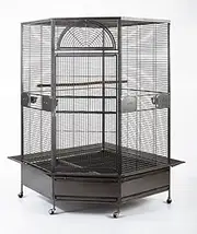 10020 XL Parrot Escape Jumbo Corner Bird Aviary Cage, 1.7cm Bar Space, for Parrot, Amazon, Cockatoo, Macaw, W130xD130xH185cm