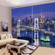 City Luminous Bridge 3D Blockout Photo Print Curtain Fabric Curtains Window