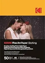 KODAK Fine Art Paper - Premium Textured Photo Paper, Pack of 50 Sheets, A6 (10 x 15 cm), Matt with Engraving Effect, 210 g/m², Compatible with All Inkjet Printers