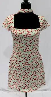 River Island Women's Cherry Choker Shift Mini Dress EJ3 Cream US Size 6 NWT