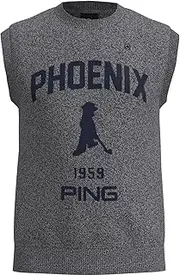 PING APPAREL(ピン アパレル) Pin Apparel 621-3274801 Men's Lightweight Crew Neck Knit Vest (Phoenix x Mr.PING Logo, Oversized), Golf, 022_Light top Gray, LL