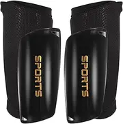 4PCS Football Shin Guards Set With Calf Sleeves & Guard Shin Pad Straps,Personalised Shin Pads Abrasion Durable Comfort Breathable for Middle Children Football Running(black,Size:M)