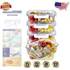 Durable Borosilicate Glass Lunch Containers - 2 Compartment Meal Prep Set