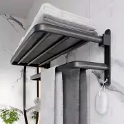 Towel Rack Folding Holder with Hook Accessories Wall Hanger Aluminum Bar Shelf