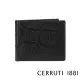 【Cerruti 1881】限量2折 義大利頂級小牛皮4卡零錢袋短夾皮夾 5410M 全新專櫃展示品(黑色 贈禮盒提袋)