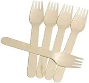 Generic Wooden Bio-degradable Disposable Wooden Forks (14 cm) -Pack of 100pcs for Functions,Parties,Wedding, Birthdays, Travel, Brown