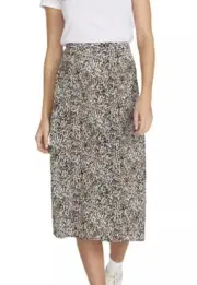 NEW Volcom Womens I’m A Leo Printed Midi Skirt Size 14 AU Leopard Crepe
