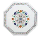 3'x3' Marble Dining Table Top Side Table semi Precious Mosaic Inlay Home Decor