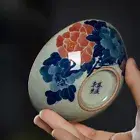 Jingdezhen Chai Kiln Porcelain Blue White Clay Tea Cup Peony Flower Single Cup