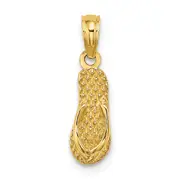 14K Yellow Gold 3D Rehoboth Single Flip-Flop Charm