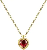 [Generic] Ellume Creations 18K Gold Plated Titanium Steel Ruby Heart Stone Pendant Necklace