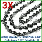 3x Chainsaw Chains Semi 325 063 62DL for Stihl 16" Bar Miniboss Woodboss Etc