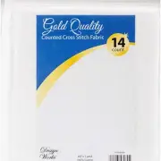 Golden Threads 14 Count Aida Fabric - Luxurious White Cloth for Cross Stitch and