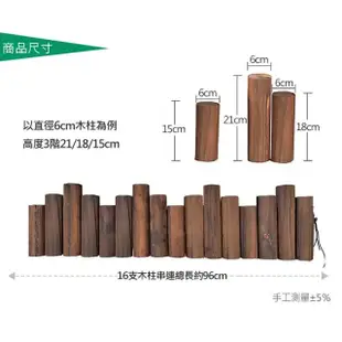 【艷陽庄】燻木柱圍籬-直徑6公分 高低木樁 園藝造景(16連圍籬 /6條1箱)