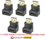 5 x HDMI Male to HDMI Female Adapter Connector Joiner Right Angle 90 Degree