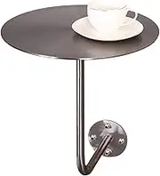 Round Cocktail Bar Table with Wall Mount, Stainless Steel Coffee Drink Table L-Type Bistro Pub Table, Floating Counter Bar Table for Kitchen, Dining Room Desk
